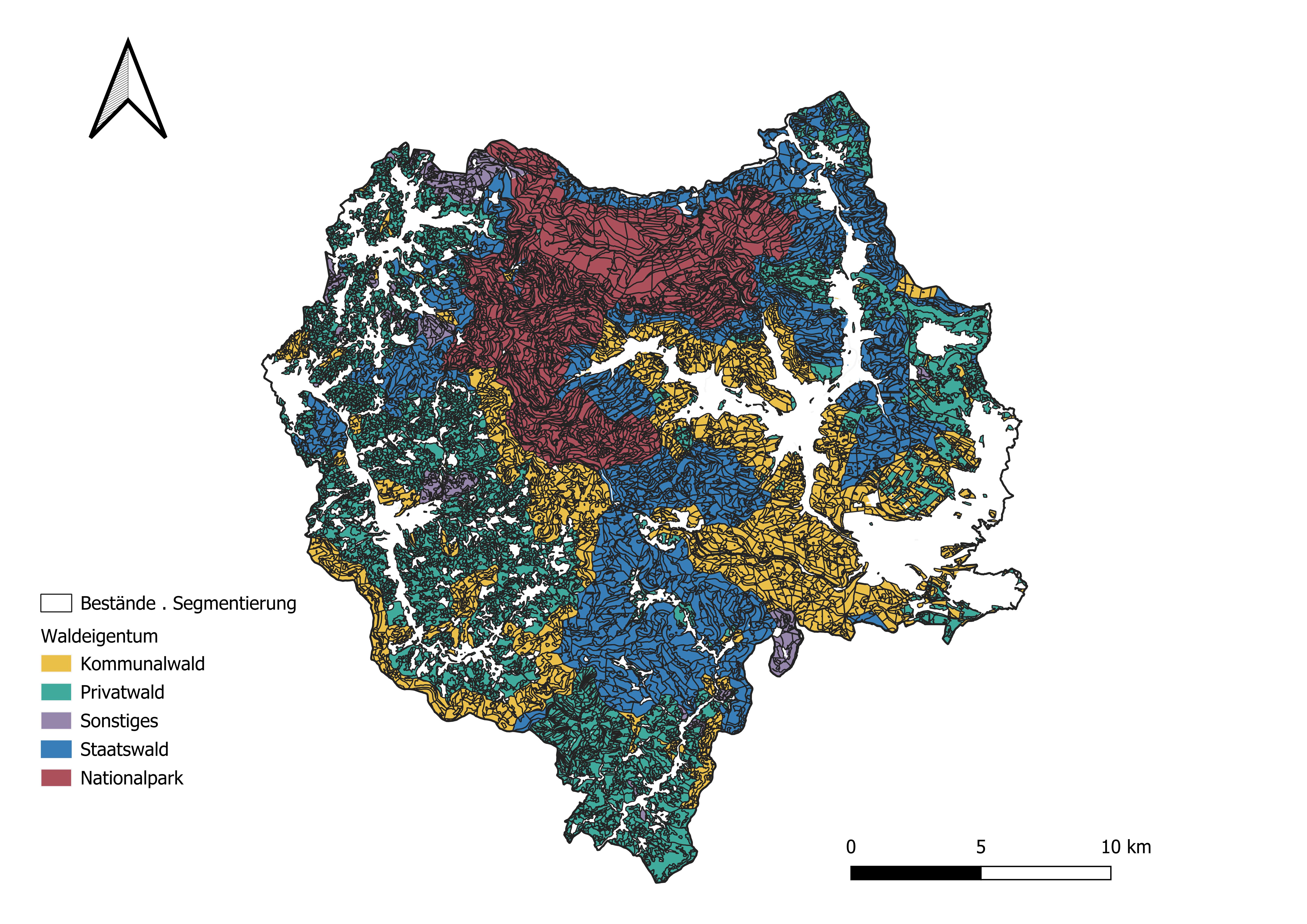 Bestandessegmentierung nach Waldeigentum im Renchtal